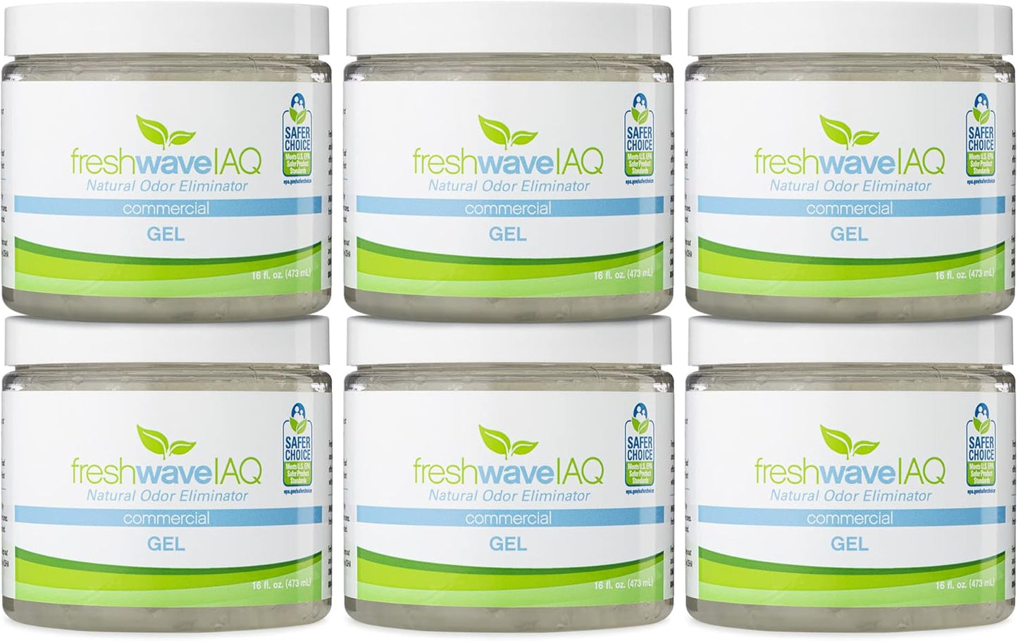 Fresh Wave IAQ Commercial Odor Eliminating Gel, 16 Fl. Oz. | Pack of 6 | Odor Absorbers for Home | Safer Odor Relief | Natural Plant-Based Odor Eliminator | Replace Every 15-60 Days