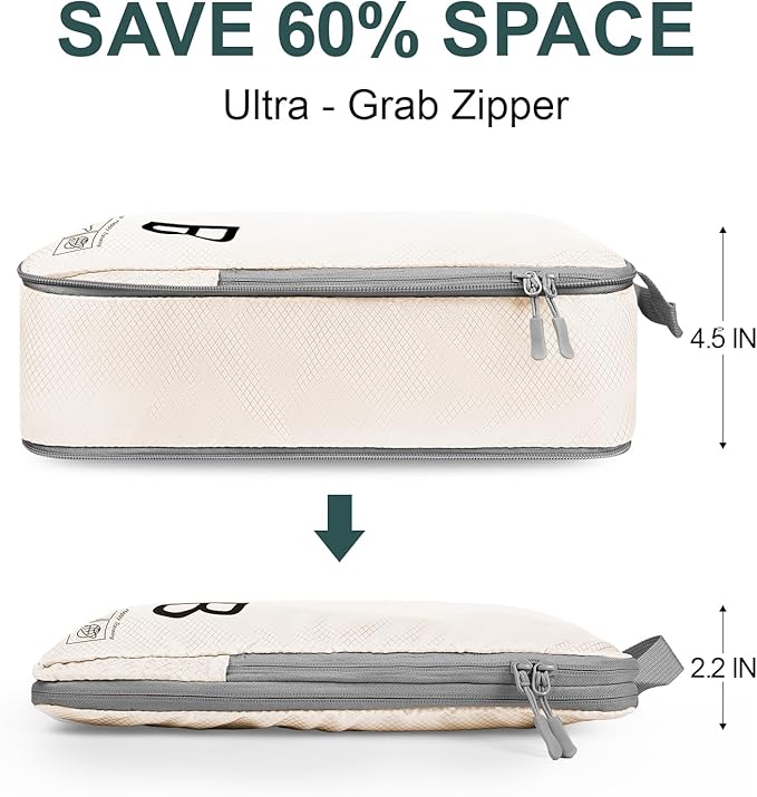 Compression Packing Cubes for Travell Fabric Packing Cubes with Smooth Zippers, Space-Saving Compression Bags for Travell, Luggage Organizers for Clothes, Shoes, and Accessories