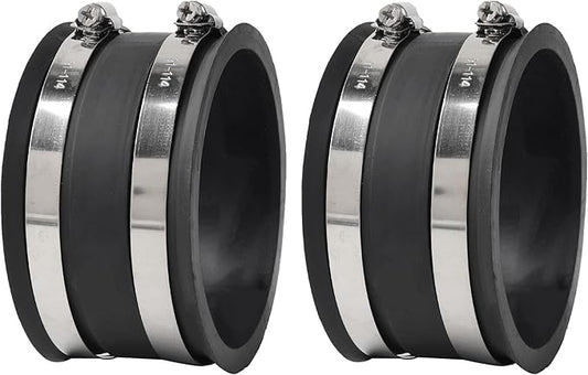 TonGass (2-Pack) 4 Inches Outer Diameter Flexible Hose Cuff Coupler with Integrated 2 Dust Collection Hose Clamps, Rubber Vacuum Hoses Connector
