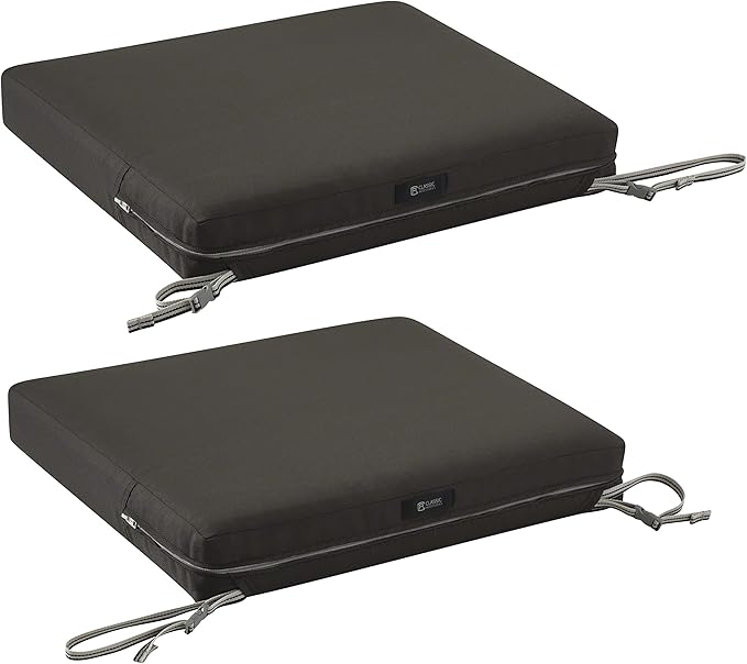 Classic Accessories Ravenna Water-Resistant 21 x 21 x 3 Inch Patio Seat Cushion, Espresso