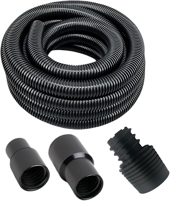 Dust Collection Hose Kit with 2 Fittings and Reducer Connects 2-1/2" and 2-1/4" ID for Woodworking Power Tools Home and Wet/Dry Shop Vacuums