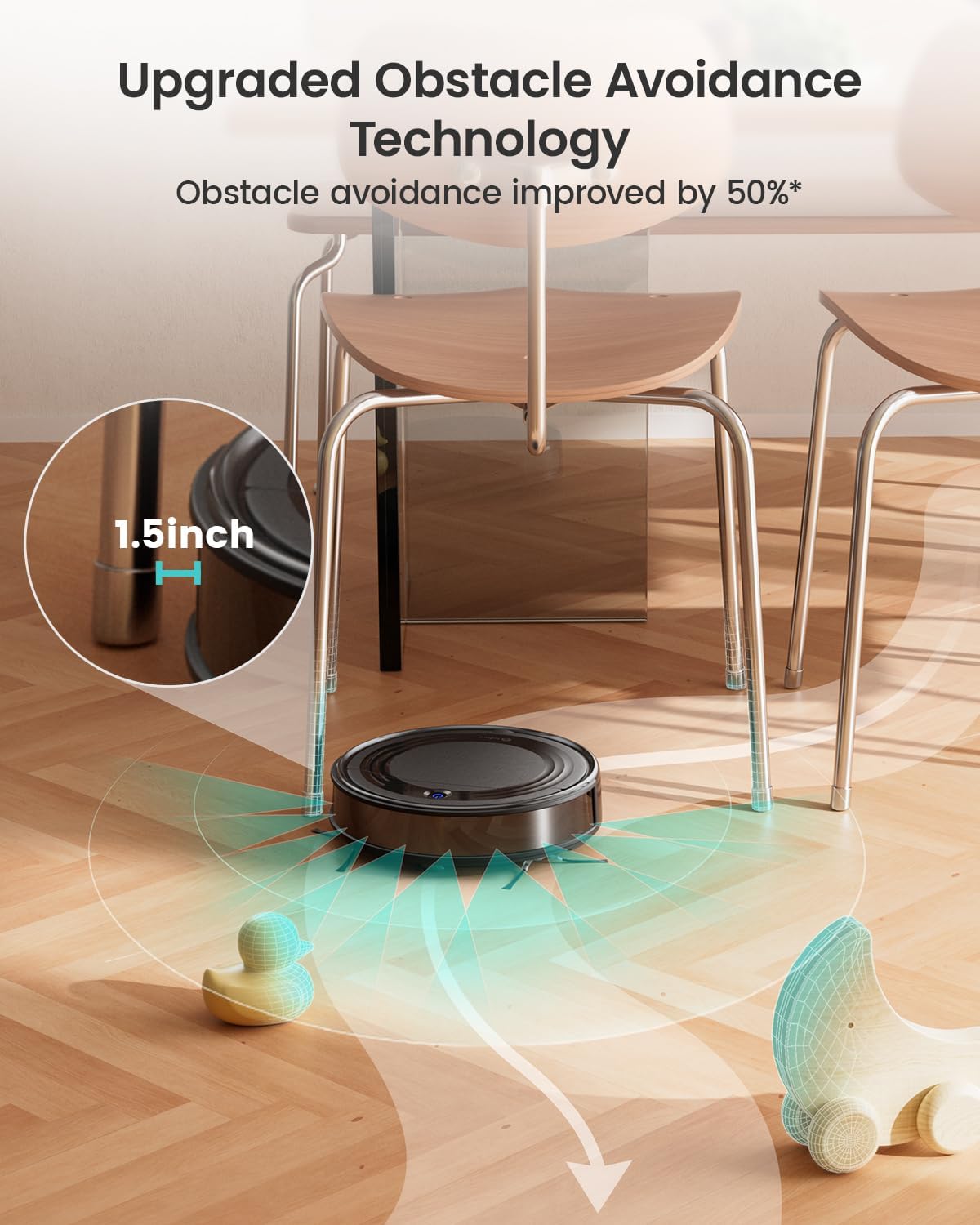 Lefant M310 Robot Vacuum Cleaner, 4500Pa Powerful Suction, PreciSense Obstacle Avoidance, Mini, Quite, 160 Mins Self-Charging Robotic Vacuums, App/Voice/Remote, Ideal for Pet Hair Hard Floors, Black