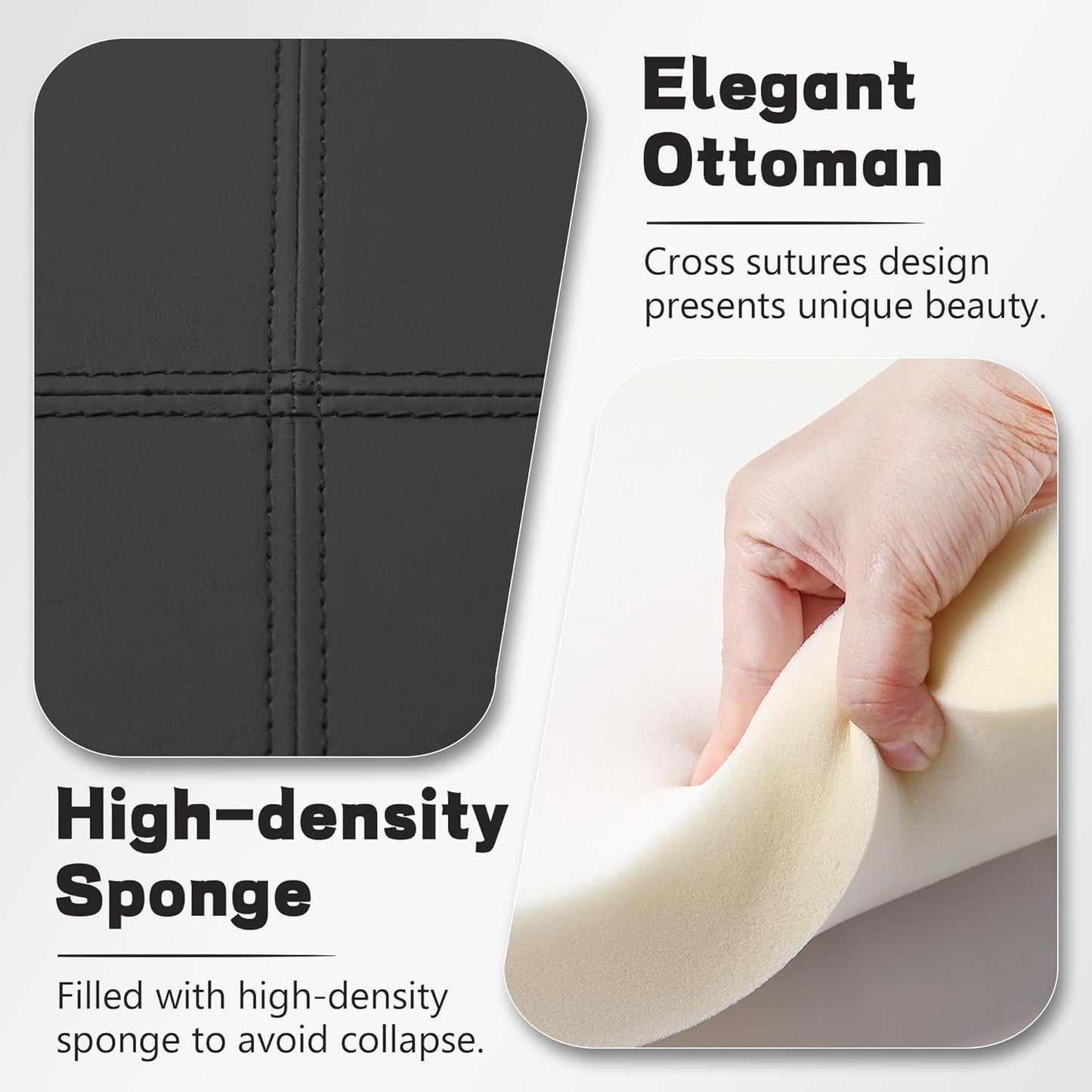 30-Inch Round Storage Ottoman, Modern Ottoman Coffee Table with Removable Top for Living Room, Bedroom, Office (Black)