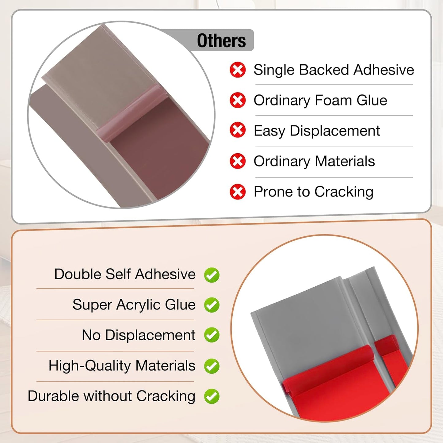 Floor Transition Strip Self Adhesive Vinyl Door Threshold for Doorways Carpet Edging Trim Overlap Edge Reducer for Laminate Floor, Carpet, Tile (Gray, 3/5" to 4/5", 6.6Ft)