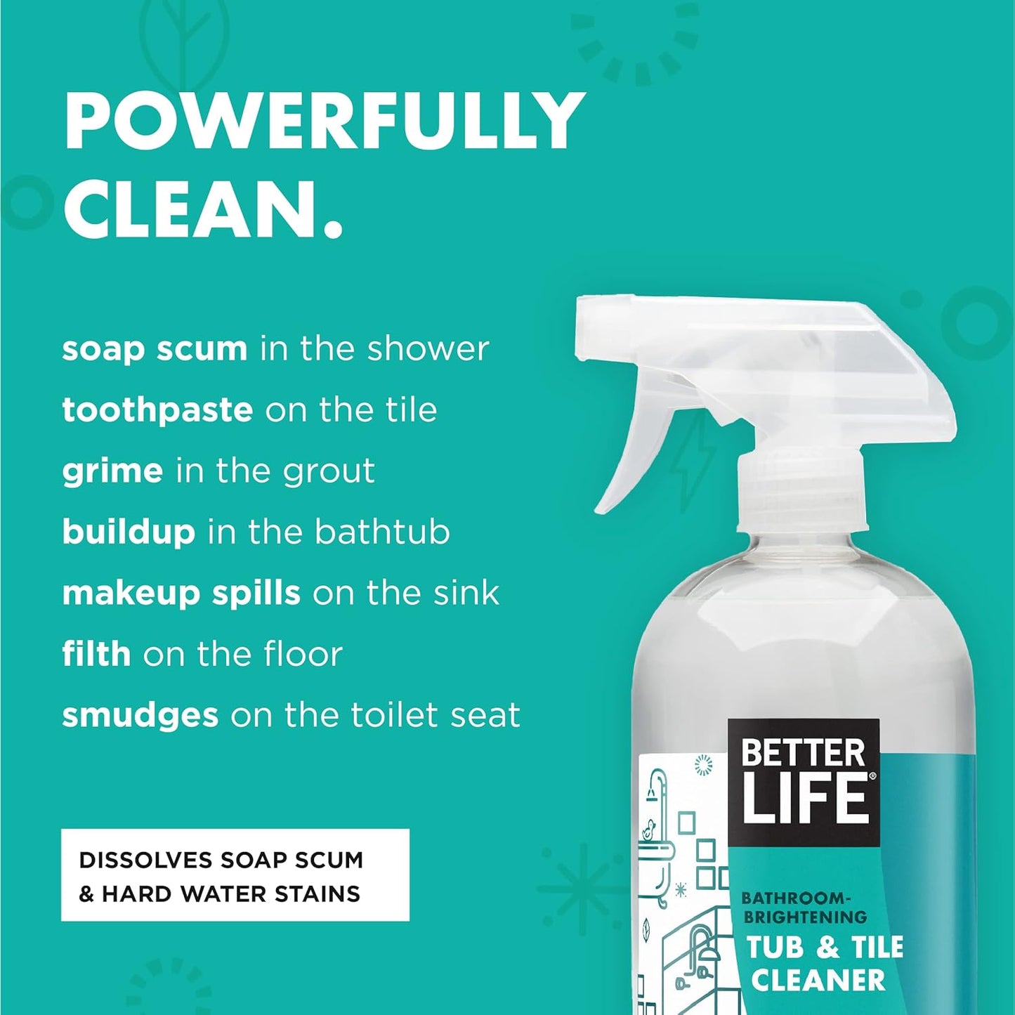 BETTER LIFE Bathroom Cleaner - Tea Tree Bathtub & Shower Cleaner Spray for Glass and Tile - Foaming Mold and Mildew Remover for Tub Works on Hard Water Stains - 32oz (Pack of 2)