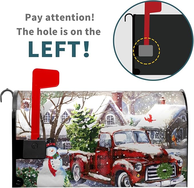 Red Buffalo Plaid Snowman Xmas Mailbox Covers - Winter Post Box Cover with Magnetic Closure - Waterproof & Standard Size 21x18 inch for Garden Yard Home Decor