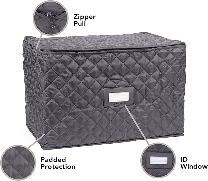 Covermates Keepsakes - Serveware Storage - Padded Protection - ID Window - Stain Resistant - Machine Washable - China Storage, Slate