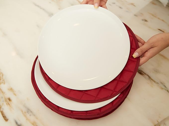 Covermates Keepsakes - Dish Storage - Padded Protection - ID Window - Stain Resistant - Machine Washable - China Storage, Red