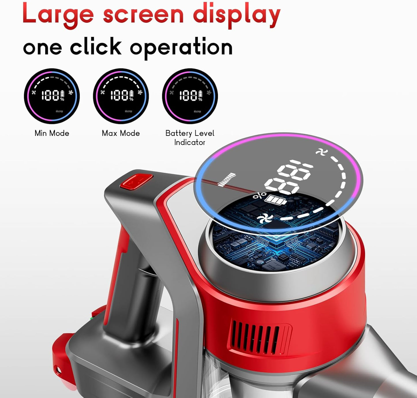 Cordless Stick Vacuum Cleaner - Rechargeable, 35Kpa Powerful Vacuums with Detachable Battery Display, Max 45Mins Runtime, 8 in 1 Handheld Vacuum for Hardfloor & Carpets Pet Hair