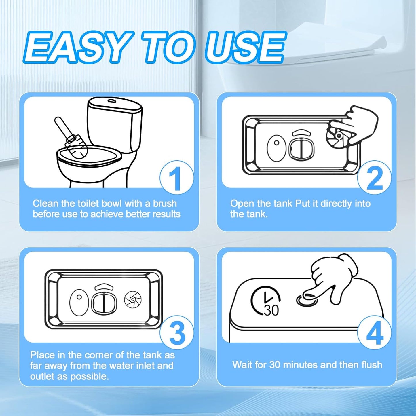 KIISIISO Toilet Bowl Cleaner Tablets 100 PACK, Automatic Bleach Toilet Tank Cleaners, Bathroom Long-Lasting Freshness, Slow-Releasing Powerful Deodorizing & Descaling