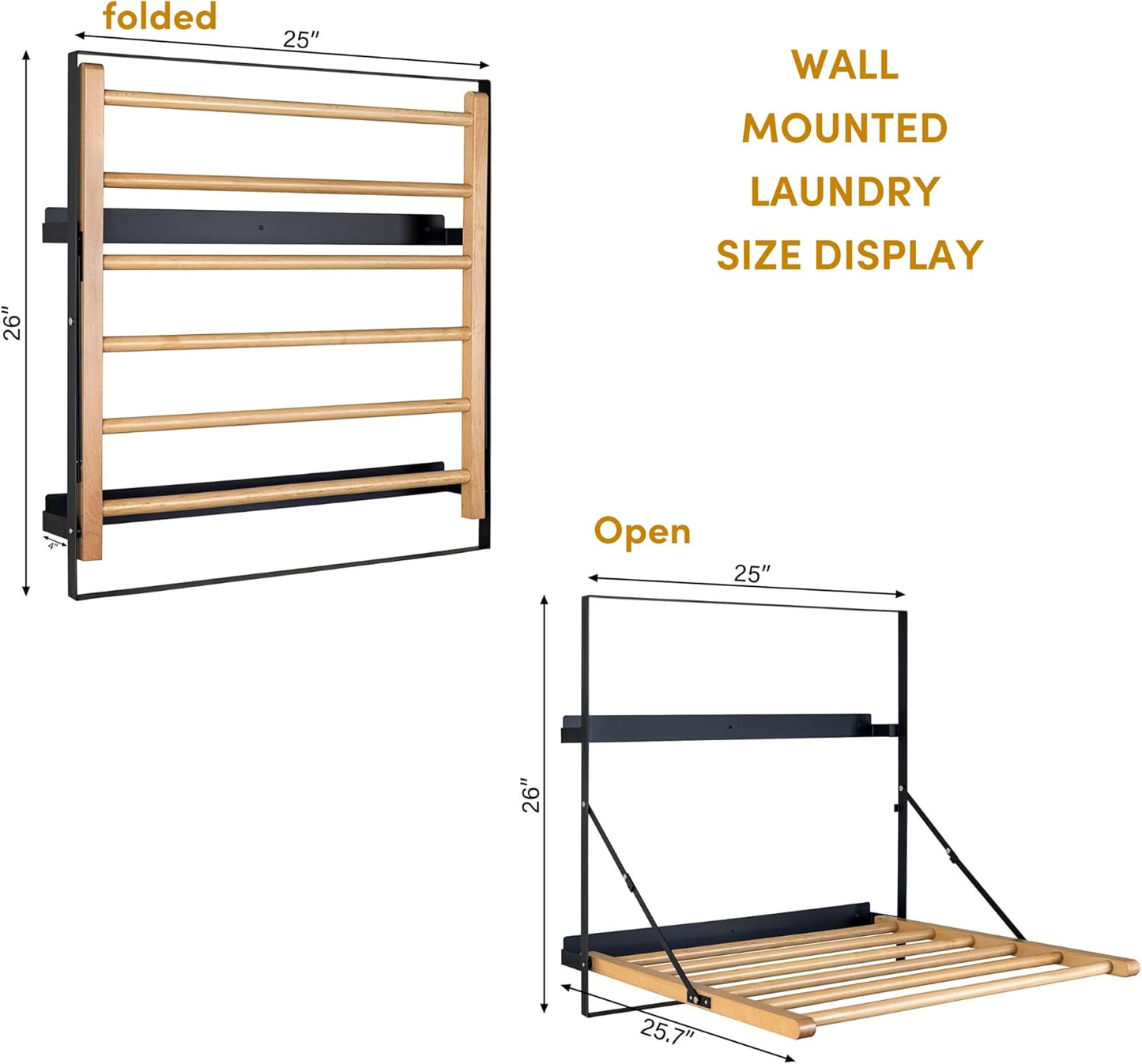 TOMACE Wall Mounted Clothes Drying Rack Laundry Drying Rack Collapsible