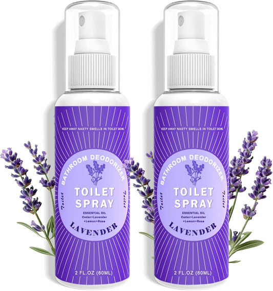 Toilet Spray Travel Size Lavender, Air Freshener Bathroom Spray, Up to 240 Uses, 2 Pack
