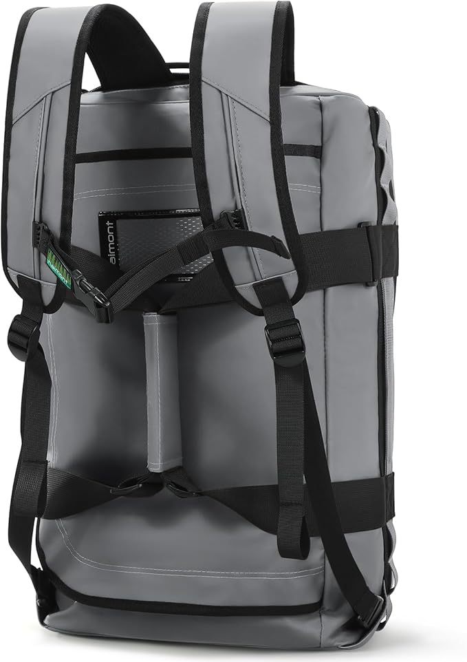 Haimont Mens Duffle Backpacks for Traveling, Convertible Gym Duffel Bag with Backpack Straps, Camping, Overnight Trip, Weekend, Sports Gear Carry-on Bag for Women, Hiking, 40L, Grey