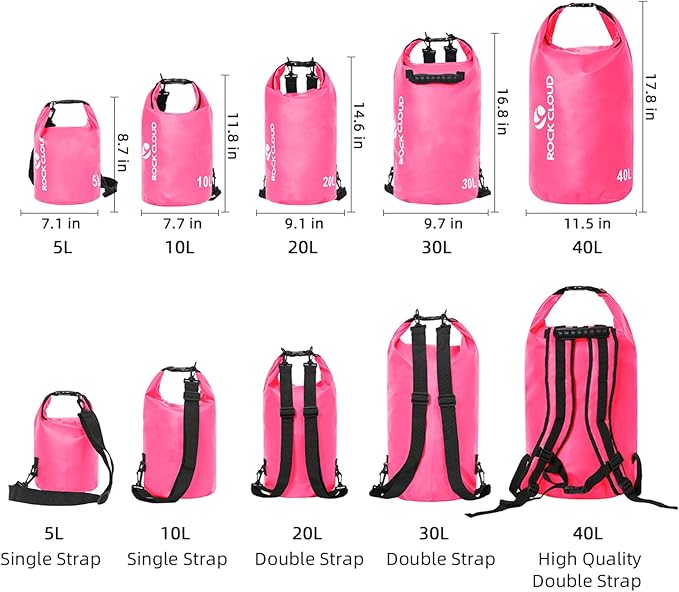 ROCK CLOUD Dry Bag Waterproof 5L Dry Sack for Kayaking Rafting Boating Beach Surfing Swimming Canoe Camping Hiking Fishing Ski