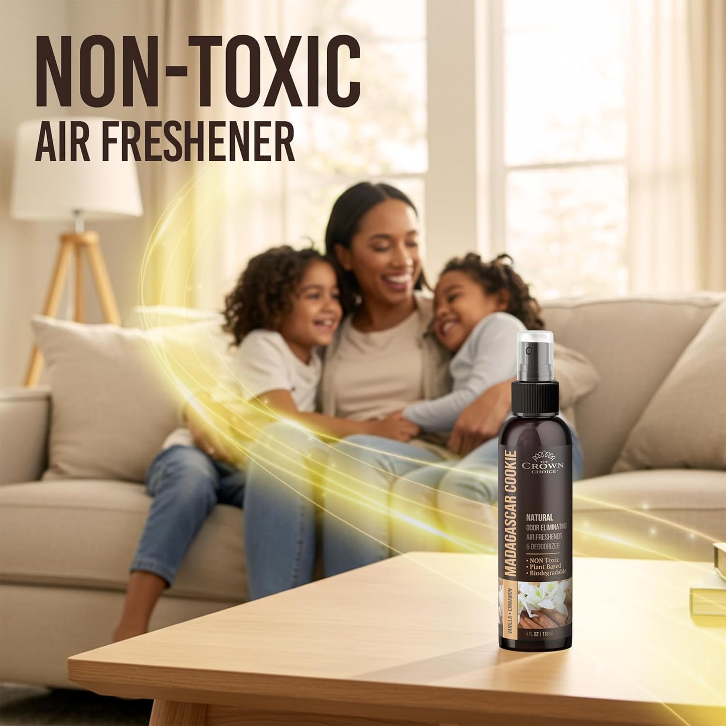 Non-Toxic Odor Eliminator, Natural Vanilla & Cinnamon Air Freshener Spray for Home, Room, Closet & Couch Deodorizer, Long Lasting Bathroom & Toilet Freshener, Safe for Kids & Pets - 4 oz Pack of 1