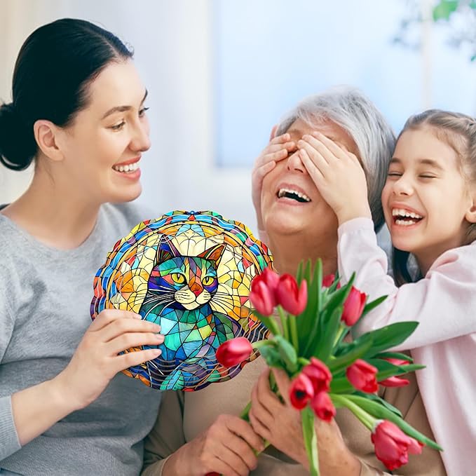 Cat Wind Spinner, Cat Wind Spinner Hanging for Yard and Garden, Unique Gift Wind Spinner, 3D Hanging Wind Spinner Outdoor, Cute Cat Wind Spinner