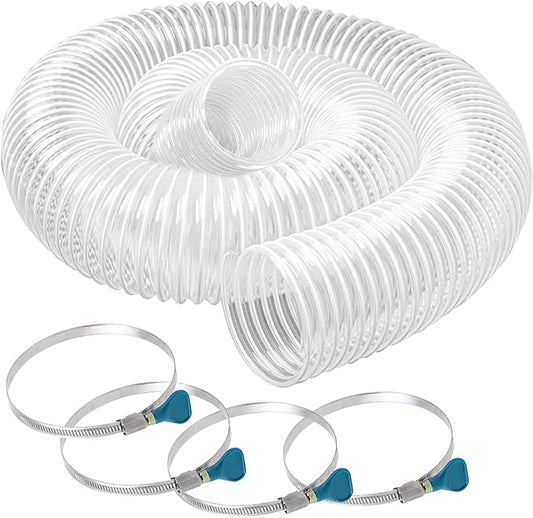 PVC Dust Collection Hose 4" x 10', Puncture Resistant Clear PVC Dust Collection Hose for dust collection systems by Oycevila