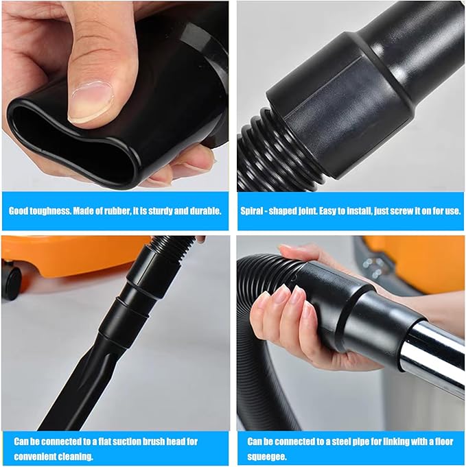 Dust Collection Vacuum Hose Kit, 12 Foot Dust Collection Power Tool Kit with 5 Vac Cleaner Hose Fittings/Attachments for Household, woodworking Power Tool and Dry/Wet, Fits Multiple Types Power Tools