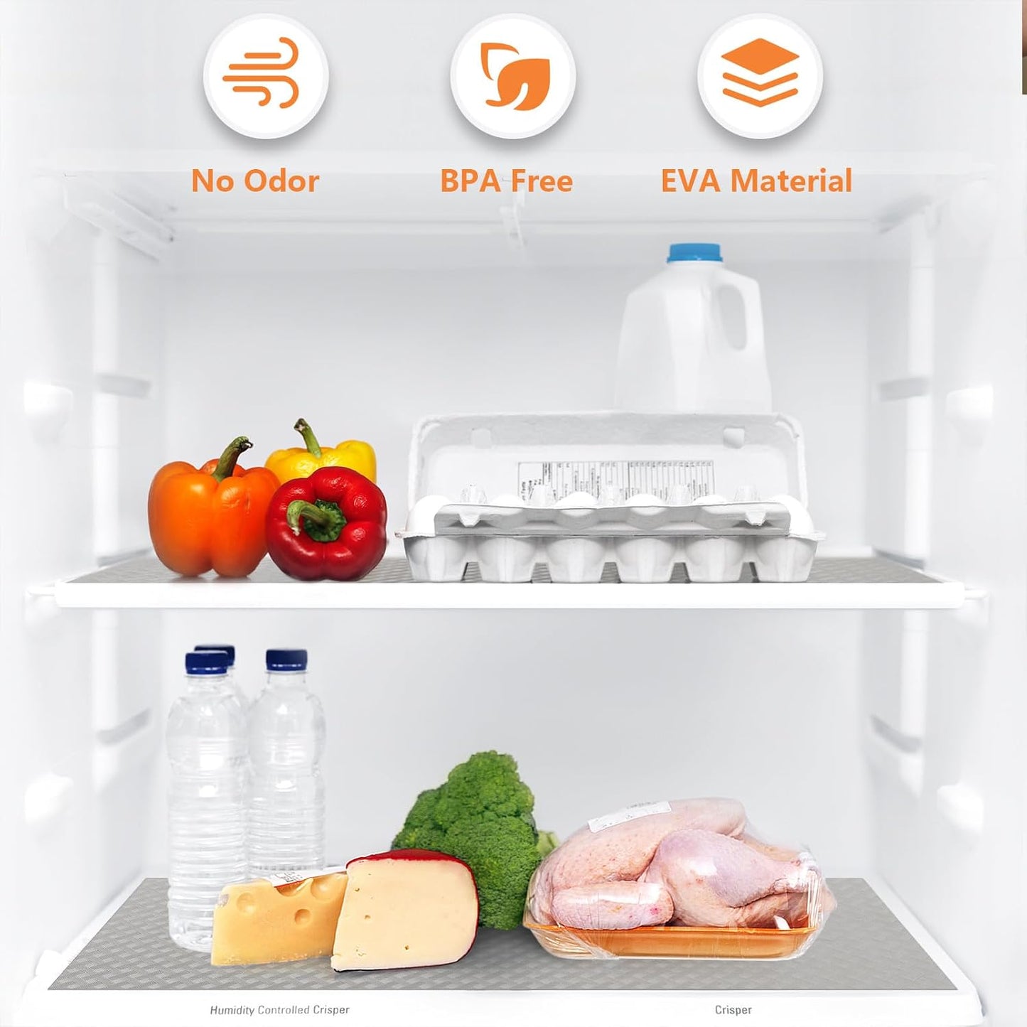 Light Gray Shelf Liners for Kitchen Cabinets Refrigerator Liners Waterproof & Oil-Proof Kitchen Cupboard Liner Drawer Mats EVA Material Non Adhesive Fridge Liner for Shelves 23.6 x 157.4 Inches