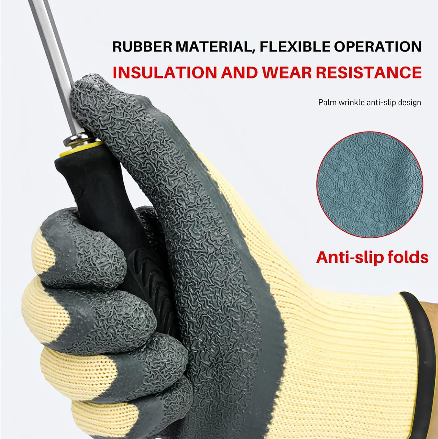 Electrical Insulated Gloves XL - 400V Low Voltage Electrician Safety Gloves, Rubber Non Slip Work Gloves For Men
