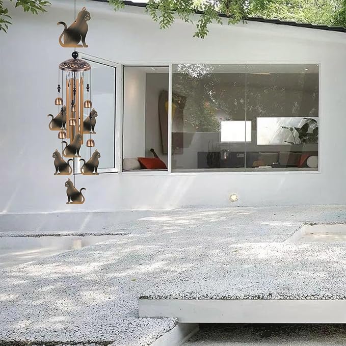 Bronze Cats Wind Chimes Decor, Mobile Wind Catcher, Retro Wind Bells, Blessing Wind Chime, Memorial Windchimes for Home, Balcony, Yard, Room, Xmas, Party, Indoor, Garden Decoration, Gifts for Mom