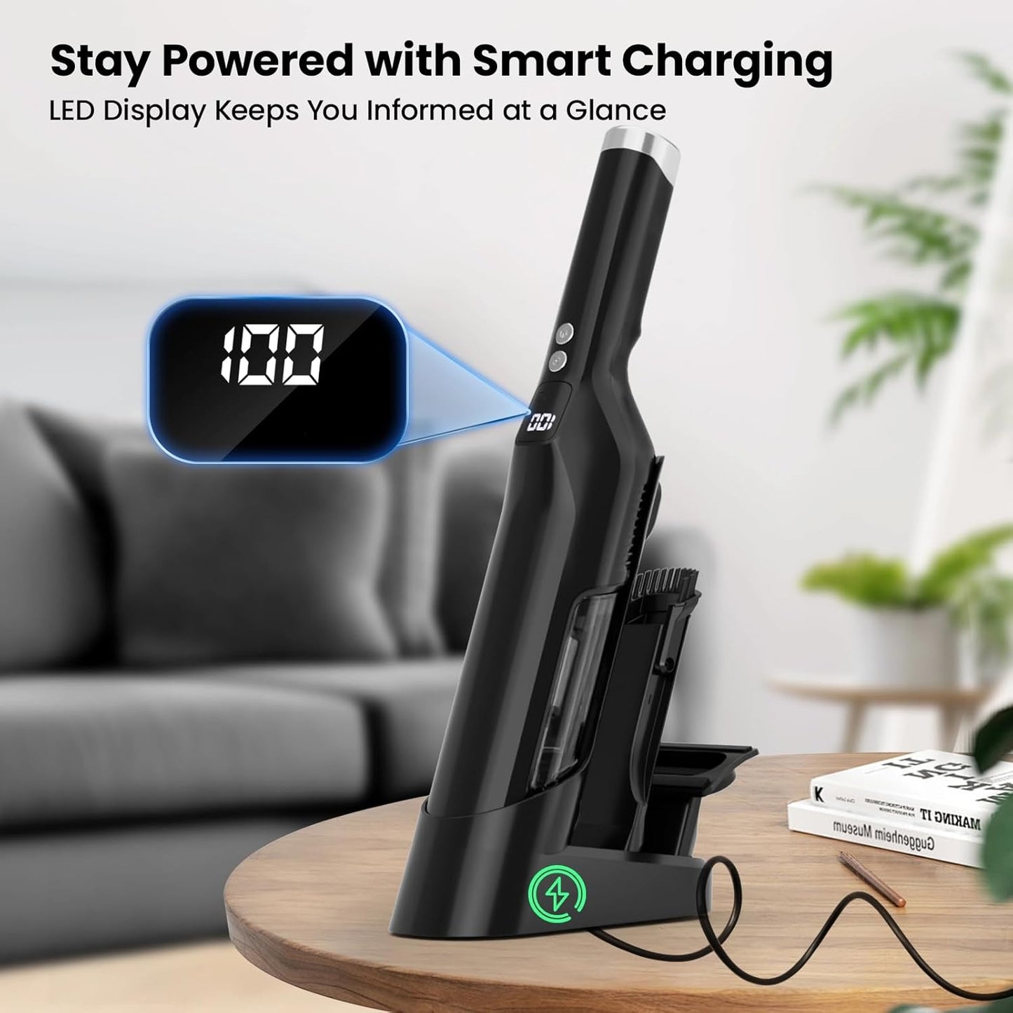 Cordless Handheld Vacuum, 24Kpa Strong Suction Car Vacuum with Brushless Motor, Charging Dock, 2in1 Flat Nozzle, Sofa Brush, 1.5lb Portable HandHeld Vacuum with 2-Speed for Home, Car, Pet, Office