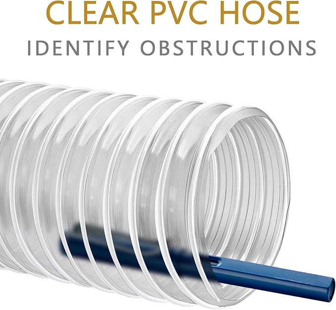 PVC Dust Collection Hose 4" x 10', Puncture Resistant Clear PVC Dust Collection Hose for dust collection systems by Oycevila