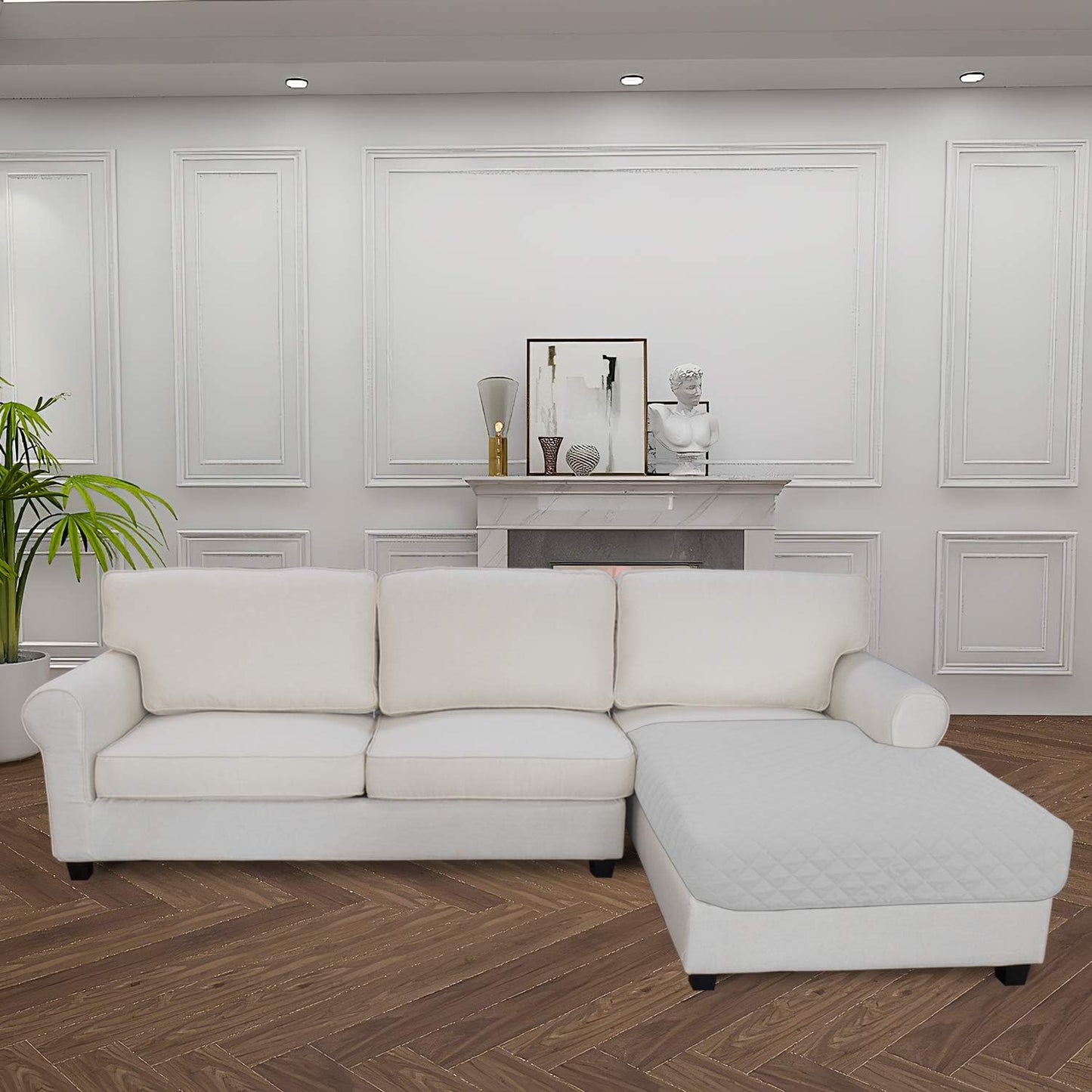 Easy-Going Sectional Couch Covers for Dogs L Shape Sofa Cover Reversible Sofa Slipcover Chaise Lounge Cover Furniture Protector Cover for Pets Dog Cat (42 x 68 inches, Light Gray/Light Gray)