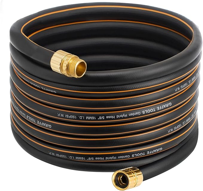 Giraffe Hybrid Garden Hose 5/8" x 50ft, Custom Length, NO Kink, Flexible, Leakproof Hose with Male to Female Fittings, 600 Burst PSI