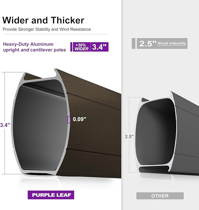 PURPLE LEAF 10FT Cantilever Patio Umbrella with 360-degree Rotation Aluminum Round Outdoor Offset Handing Umbrella for Patio Pool, Red