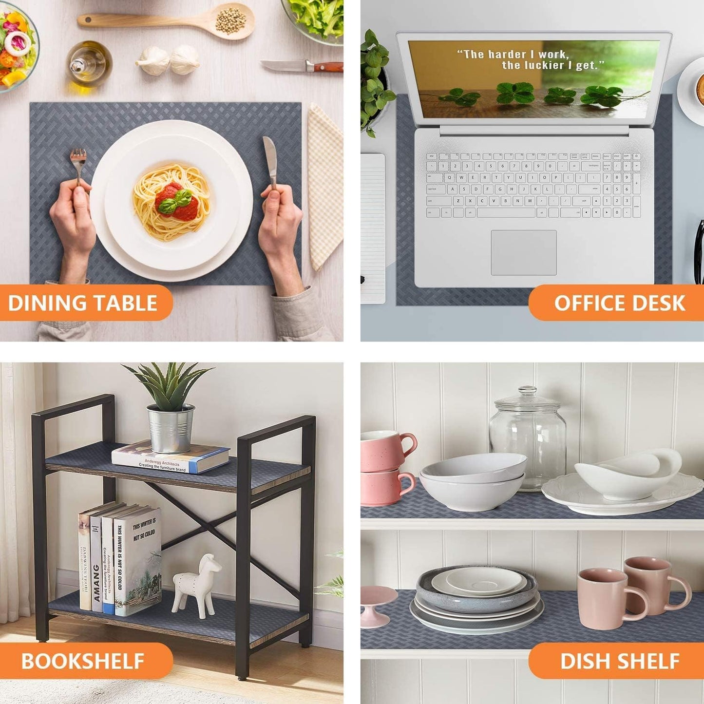 Shelf Liners for Kitchen Cabinets Refrigerator Liners Waterproof & Oil-Proof Kitchen Cupboard Liner Non-Slip Drawer Mats EVA Material Non Adhesive Fridge Liner for Shelves - Gray 11.8 x 393.7 inches