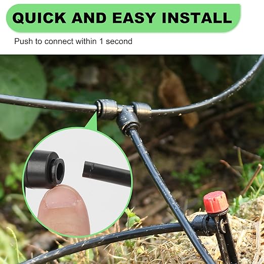 Drip Irrigation System – 2025 Upgraded Garden Watering System with 46FT 1/2'' Tubing, New Quick-Connect 1/4 inch Fittings Automatic Sprinkler for Garden Lawn Greenhouse Plant Flower Bed