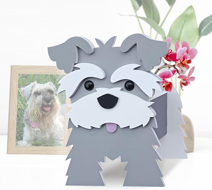 Schnauzer Gray Dog Planter, Pet Shape Garden Pots Plant Pots for Indoor/Outdoor Gardens Decoration, Cute, Surprise Gifts/Souvenirs for Pet Lovers
