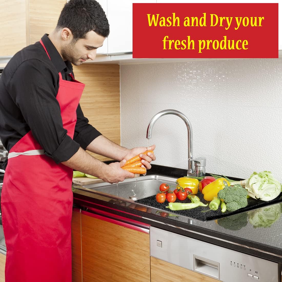 Dualplex® Fruit & Veggie Life Extender Liner for Fridge Refrigerator Drawers, 12x15 Inches (4 Pack) – Extends The Life of Your Produce & Prevents Spoilage (Black)