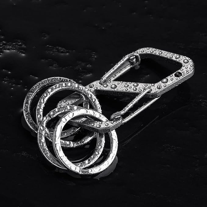 KeyUnity Stainless Steel Carabiner Mini Clips, Key Holder Organizer Keychain for Keys, Flashlight, Folding Knife & Whistles