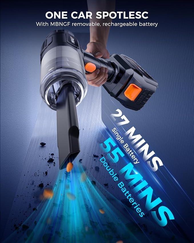 Car Vacuum Portable Cordless,High Power Suction & Blower, Wireless Handheld Vacuum Cleaner for Car, Home, Office, Pet(Shiny Black)