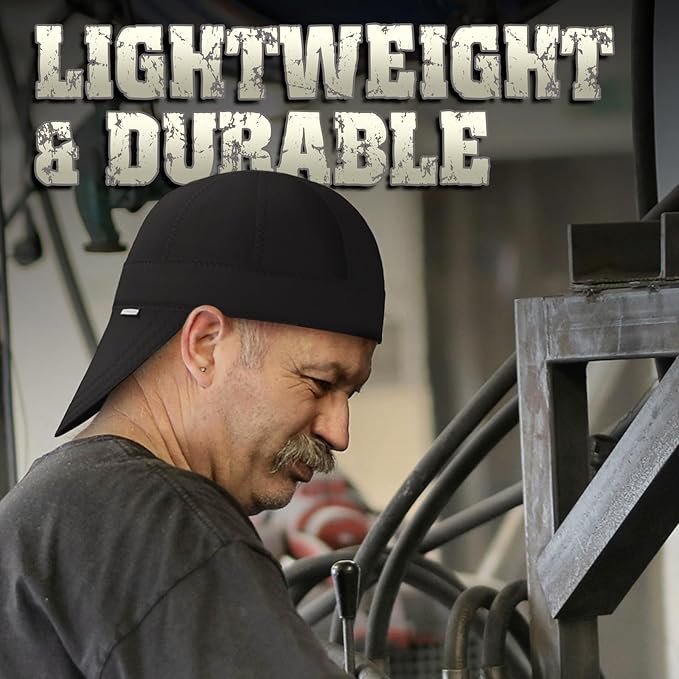 YESWELDER Welding Cap, All Black Style 7-1/4", Heat-Resistant Reversible Durable Protective Welders Cap