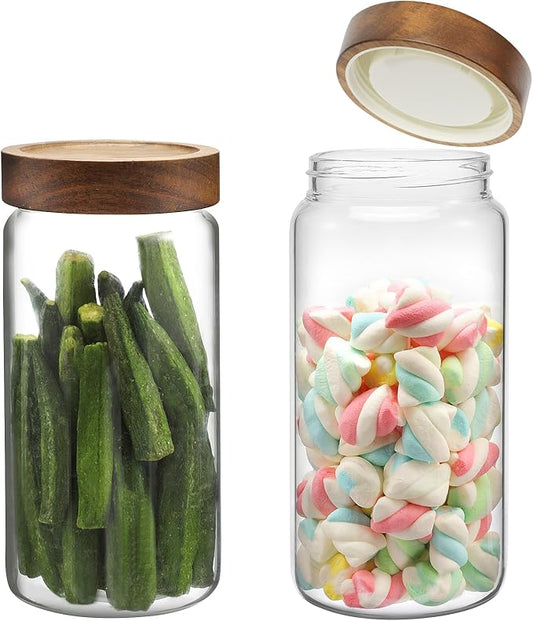 Glass Jar with Screw Top Lid 37oz Borosilicate Glass Spice Jars Seasoning Containers Kitchen Glass Food Storage Canisters for Pantry Liquid Tea Bath Salts Fermenting