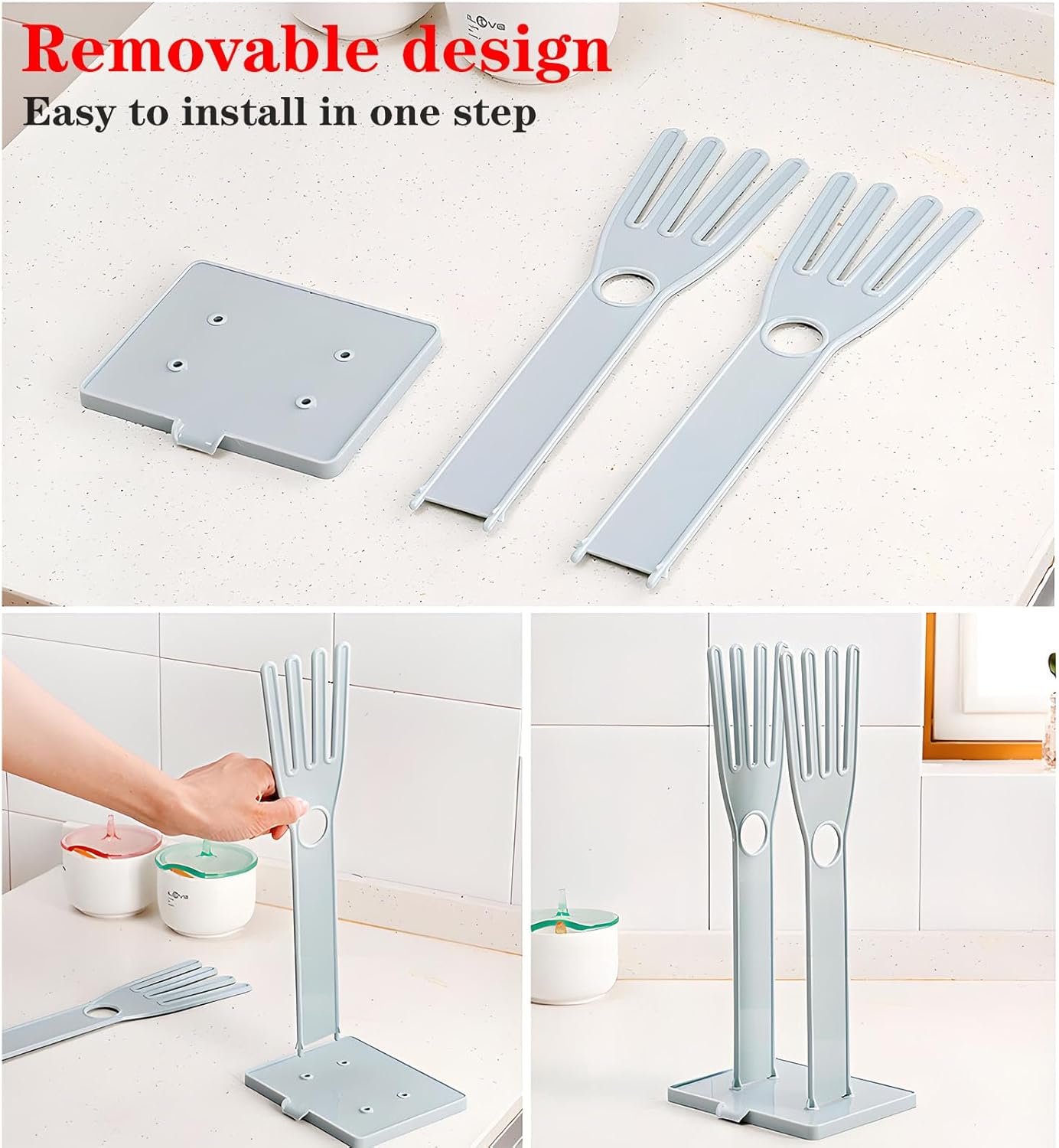 Kitchen Glove Holder Kitchen Glove Stand Holder Rubber Glover Drying Dryer Rack Reusable Rubber Glove Clothes Drying Rack for Dish Gloves and Rags (Pink)