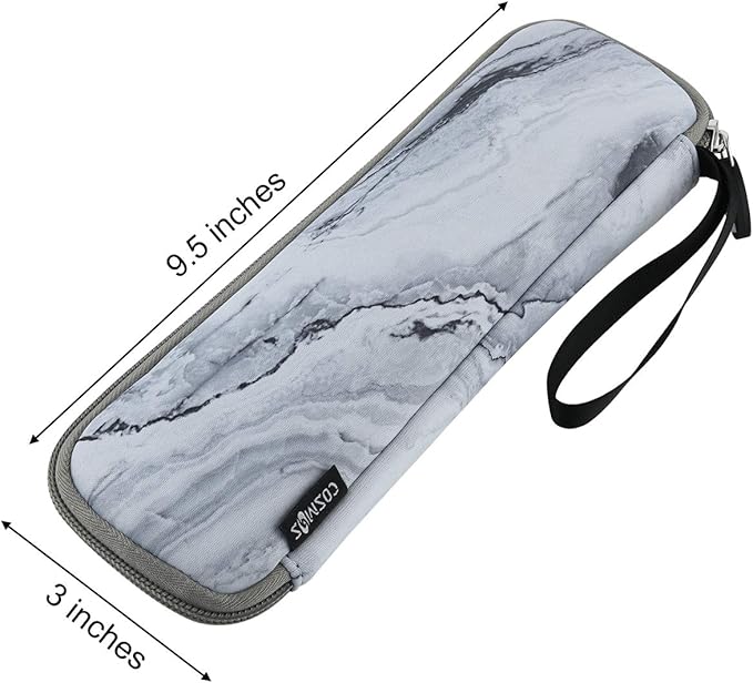 CM Reusable Portable Travel Tableware Carrying Bag Storage Case Cutlery Flatware Organziers for Straw Spoon Fork Chopsticks Utensil Holder (Marble White Pattern)