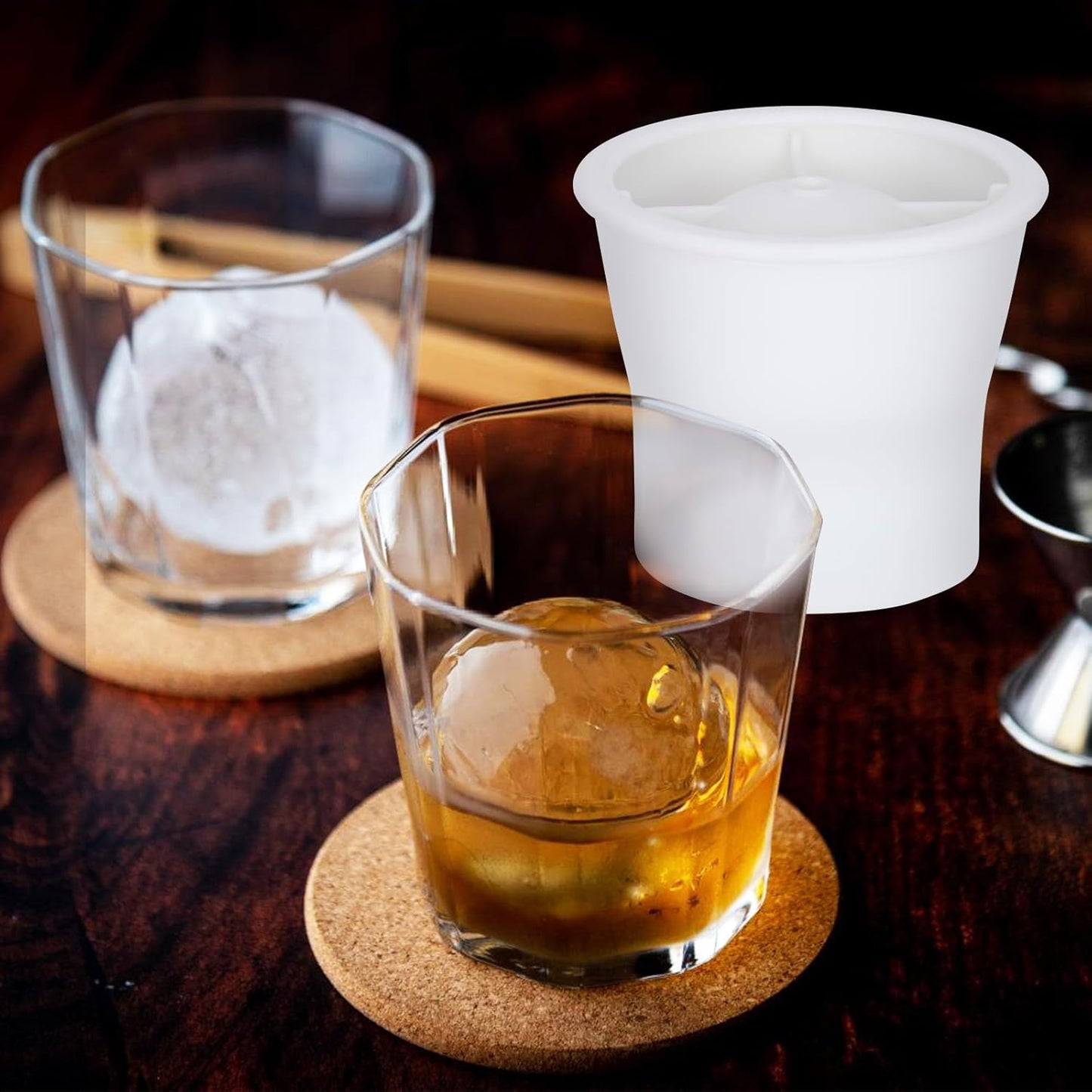 Round Ice Cube Molds 6 Pieces, Silicone Sphere Ice Mold Maker, Stackable Easy Release Circle Ice Cube Mold with Lids, Spherical Ice Makers with Lids for Whiskey, Cocktails, Bourbon, and Drinks