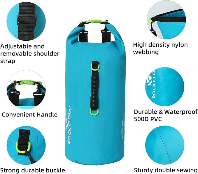 ROCK CLOUD Dry Bag Waterproof 20L Dry Sack for Kayaking Rafting Boating Beach Surfing Swimming Canoe Camping Hiking Fishing Ski