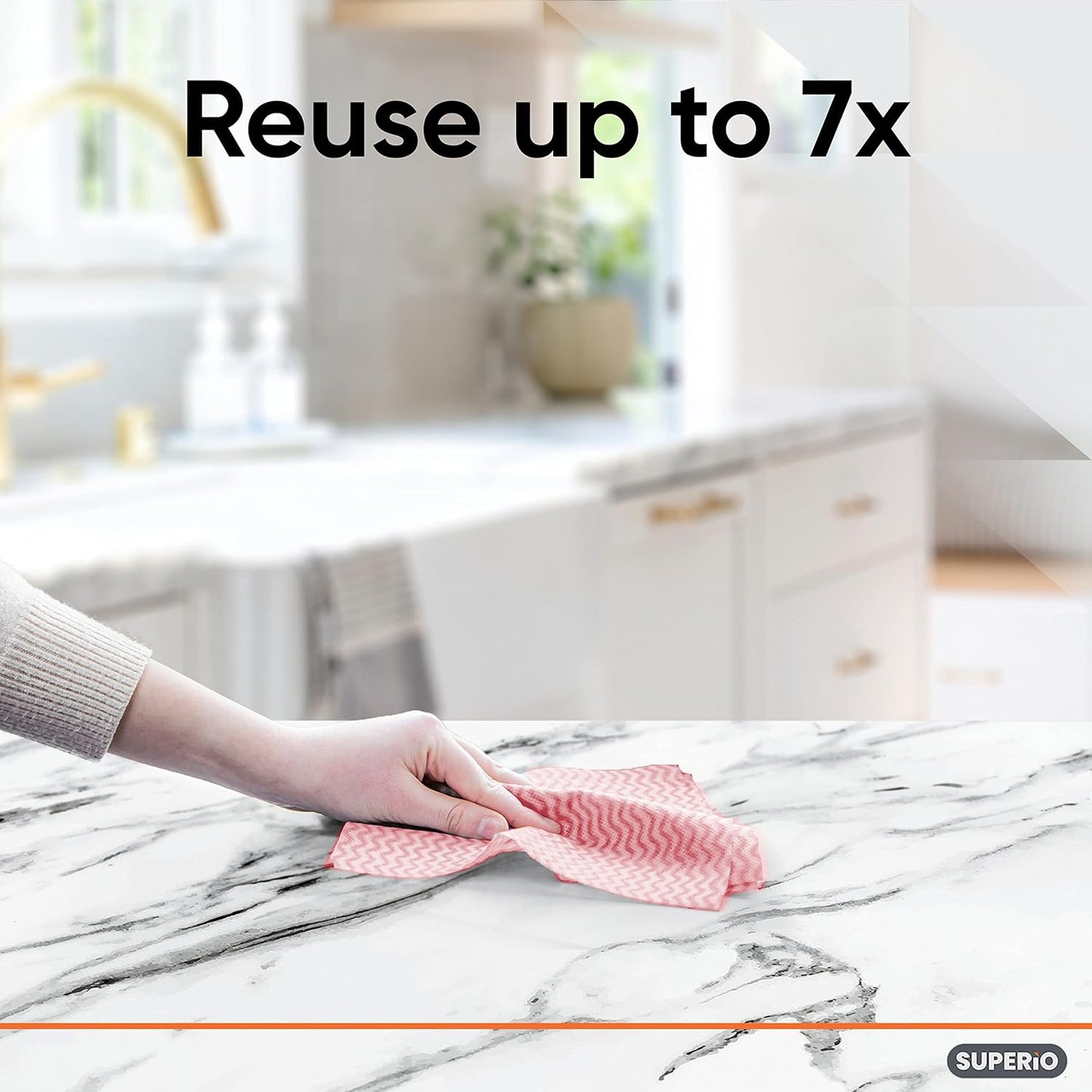 Superio Handy Wipes For Kitchen - Red Reusable Multi-Purpose Heavy-Duty Cleaning cloth for house, Bathroom, and office. Disposable Dish Towel (10)