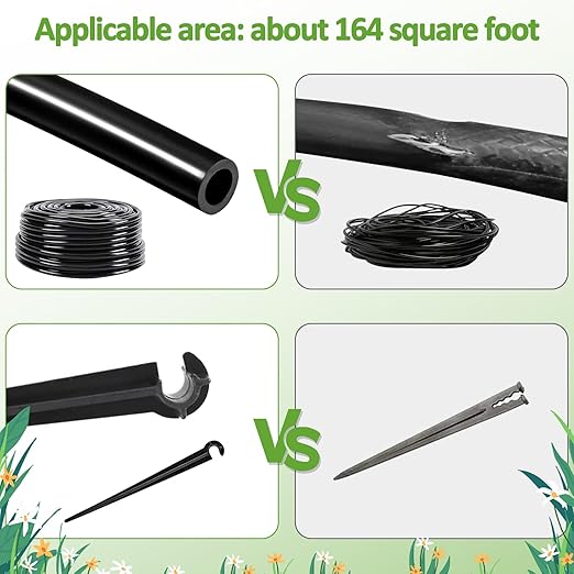 LasTool Garden Watering System,164FT/50M Drip Irrigation System Kits with 1/4 inch Blank Distribution Tubing Hose, Automatic Irrigation Equipment Set for Patio Lawn