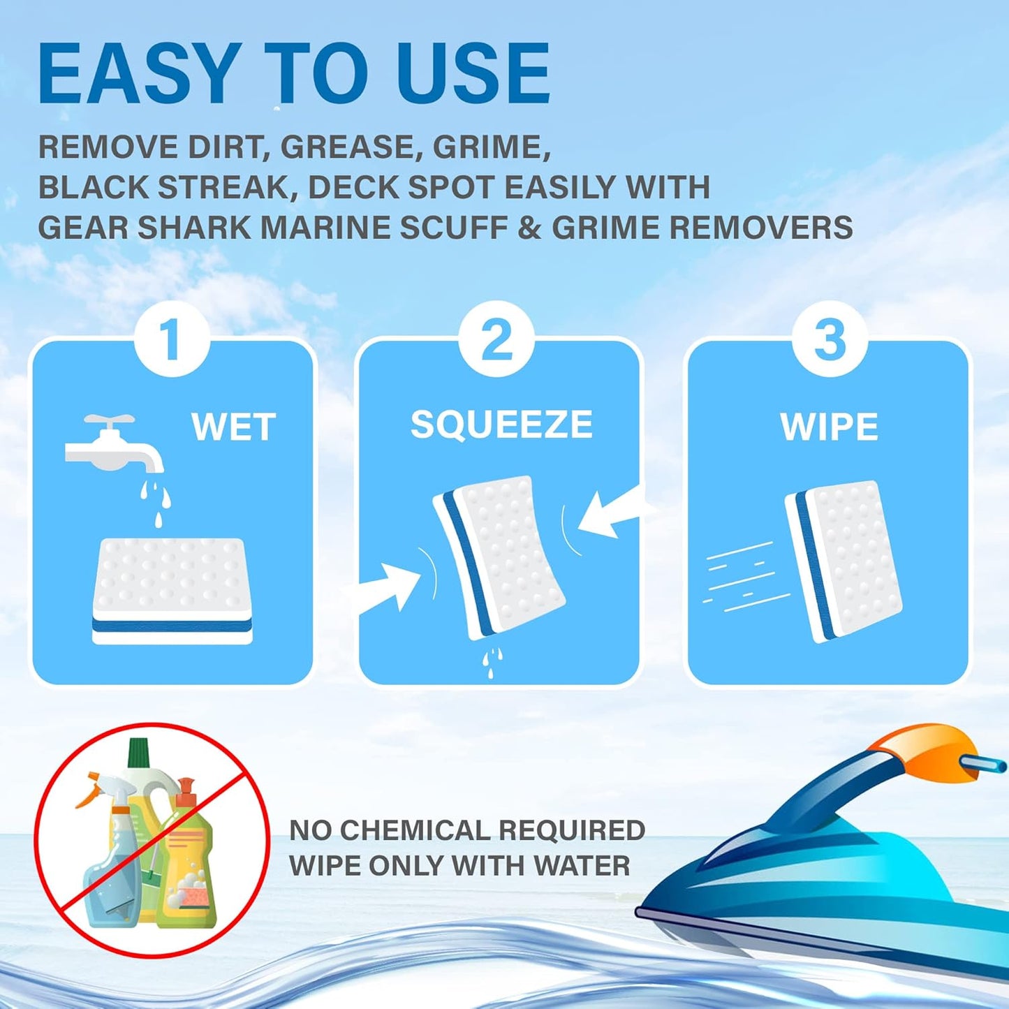 Marine Scuff Erasers | Magic Sponge Pads for Boats | Effectively Remove Dirt, Grease, Grime | Premium Boat Accessories, Boat Accessories & Boating Essentials | Boat Cleaning Supplies