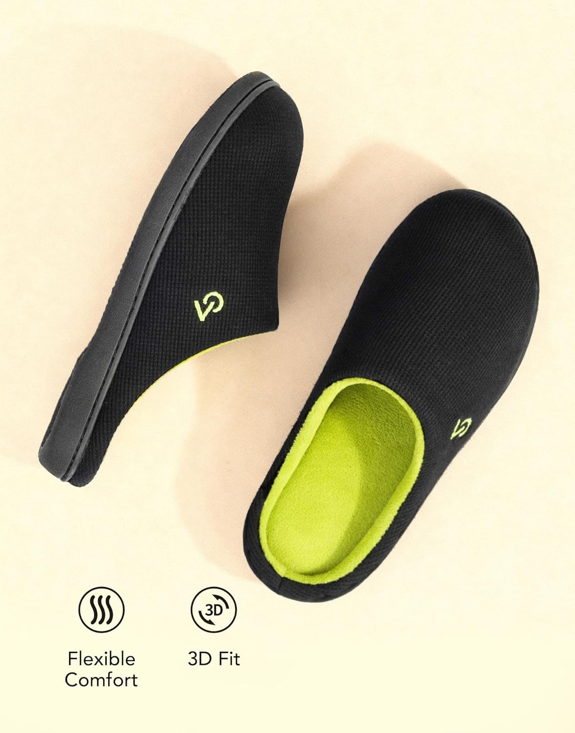 VeraCosy Men's Two-Tone Memory Foam House Slippers Indoor Outdoor Durable Rubber Sole