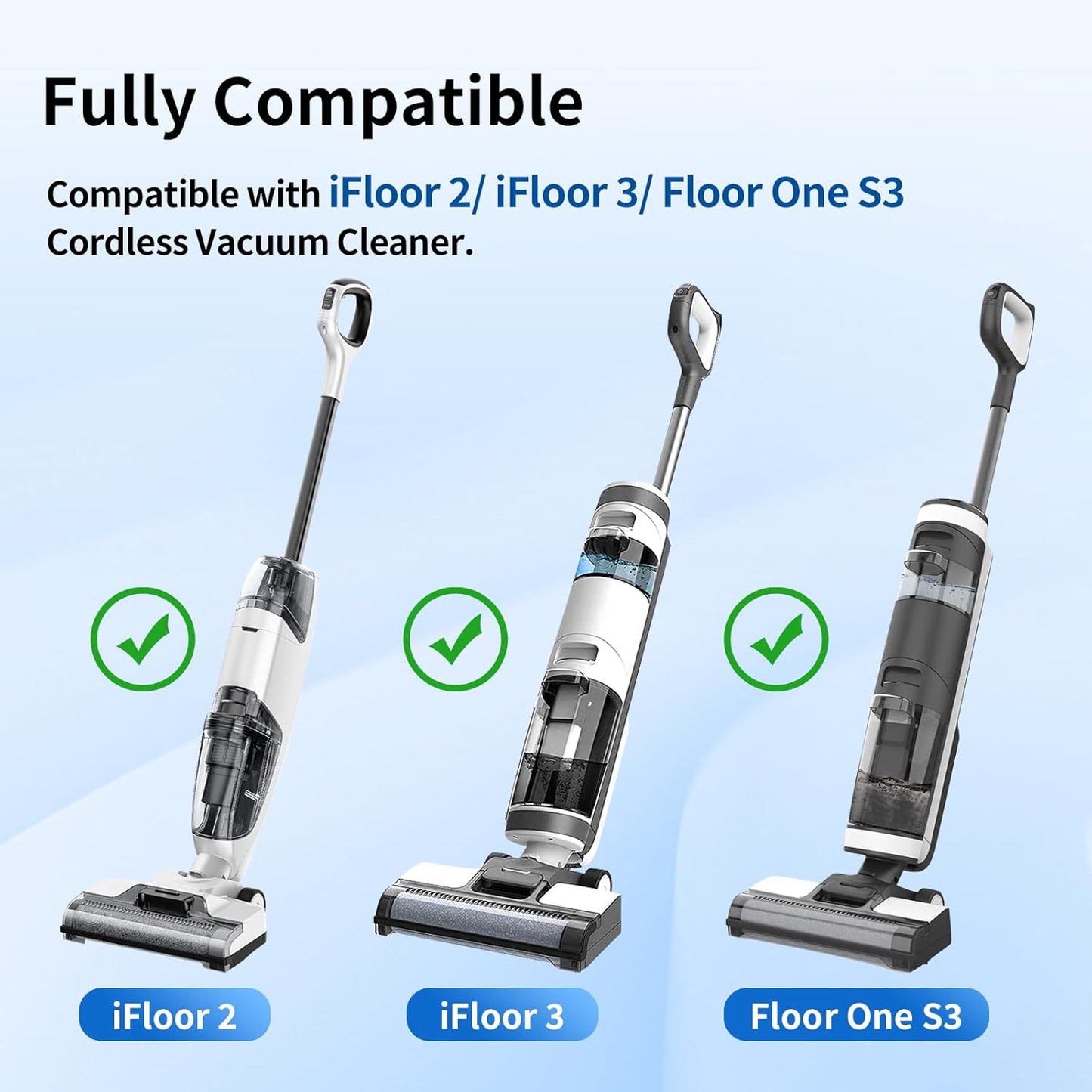keluke Roller Brush Replacement Compatible with Tineco iFloor 3,Floor One S3, iFloor 2 Cordless Vacuum Cleaner, Replacement Parts Include 2 Brush Rollers