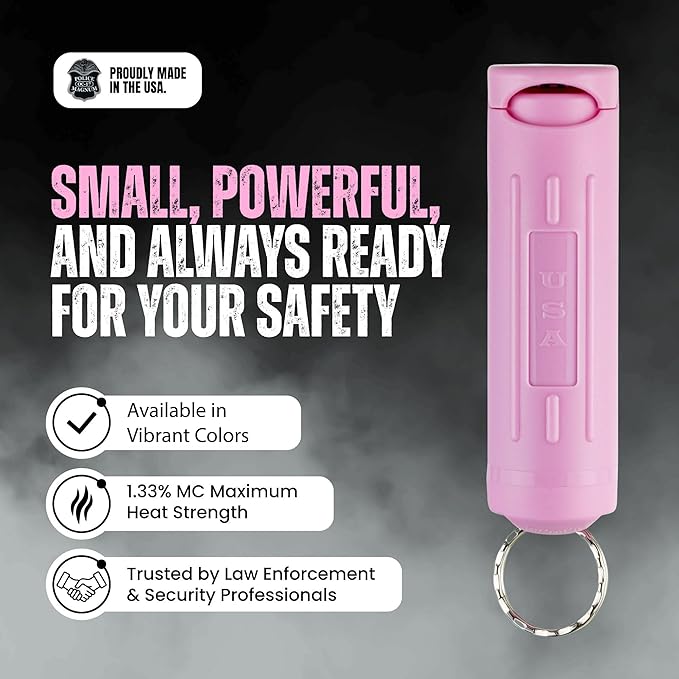 Police Magnum Keychain Pepper Spray Flip Top Safety 3 Pack 1/2oz- Maximum Heat Strength OC with Dye- Tactical Small Compact Case- for Women & Men's Self Defense- Made in The USA