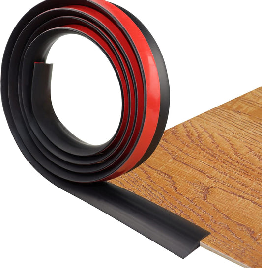 Floor Transition Strip Self Adhesive Carpet & Flooring Transitions Edging Trim Strip PVC Threshold Transitions Suitable for Threshold Height Less Than 3mm (10Ft, Black)