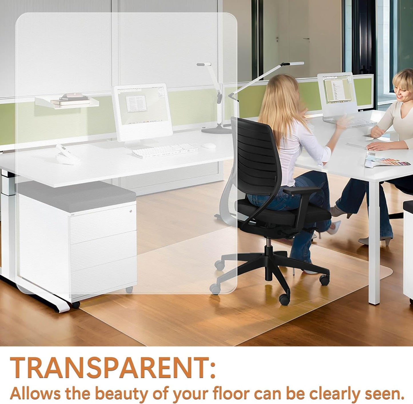 Large Office Chair Mat for Hardwood Floor- 48'' x 60'' Clear Chair Mat for Hard Wood/Tile Floors, Easy Glide Plastic Floor Protector Mat for Office Chairs on Hardwood for Work & Home